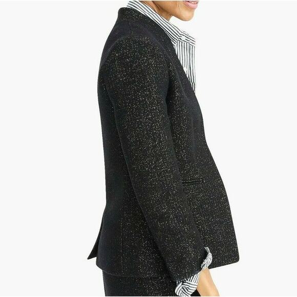 J.Crew Womens Jacket Going Out Blazer Tinsel Tweed Wool Blend Lined Black Size 2 - Picture 2 of 12